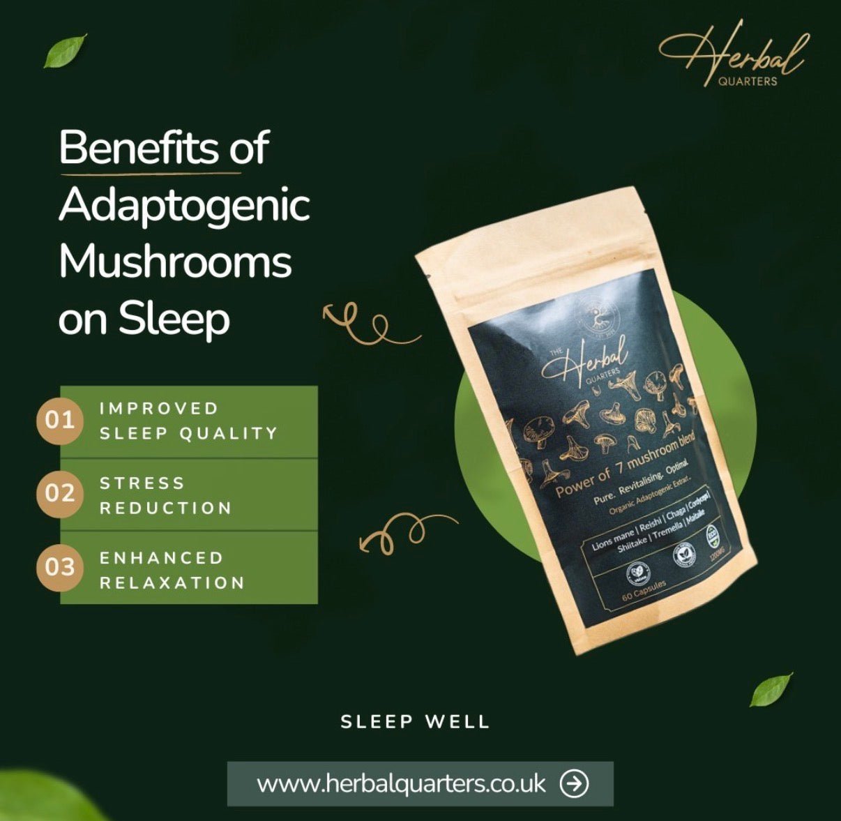 Lions Mane: Blend Of 7 Adaptogenic Mushrooms (60 Capsules) - Image 13